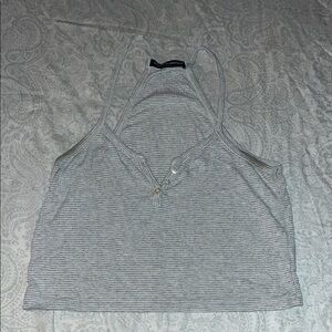 Brandy Melville Gray Crop Tie Front Tank Top